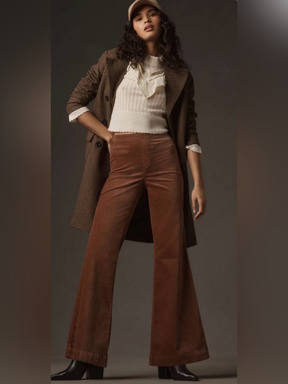 Anthropologie Pilcro Pull-On Mid-Rise Velvet Retro Flare Jeans